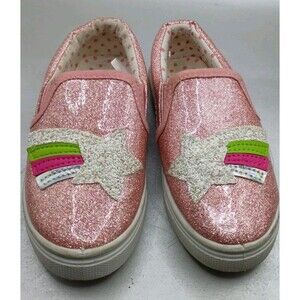 Josiny Kids Slip-On Canvas Sneakers in pink glitter Size 8